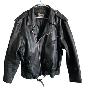 Xelement Men's Genuine Leather Motorcycle /Biker Jacket 3XL